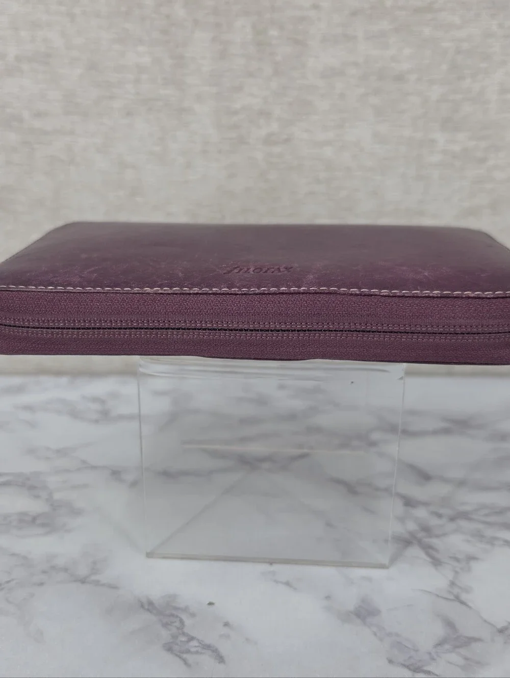 Filofax Leather Organizer Binder Zip Wallet in Deep Plum Purple Agenda - Picture 10 of 13